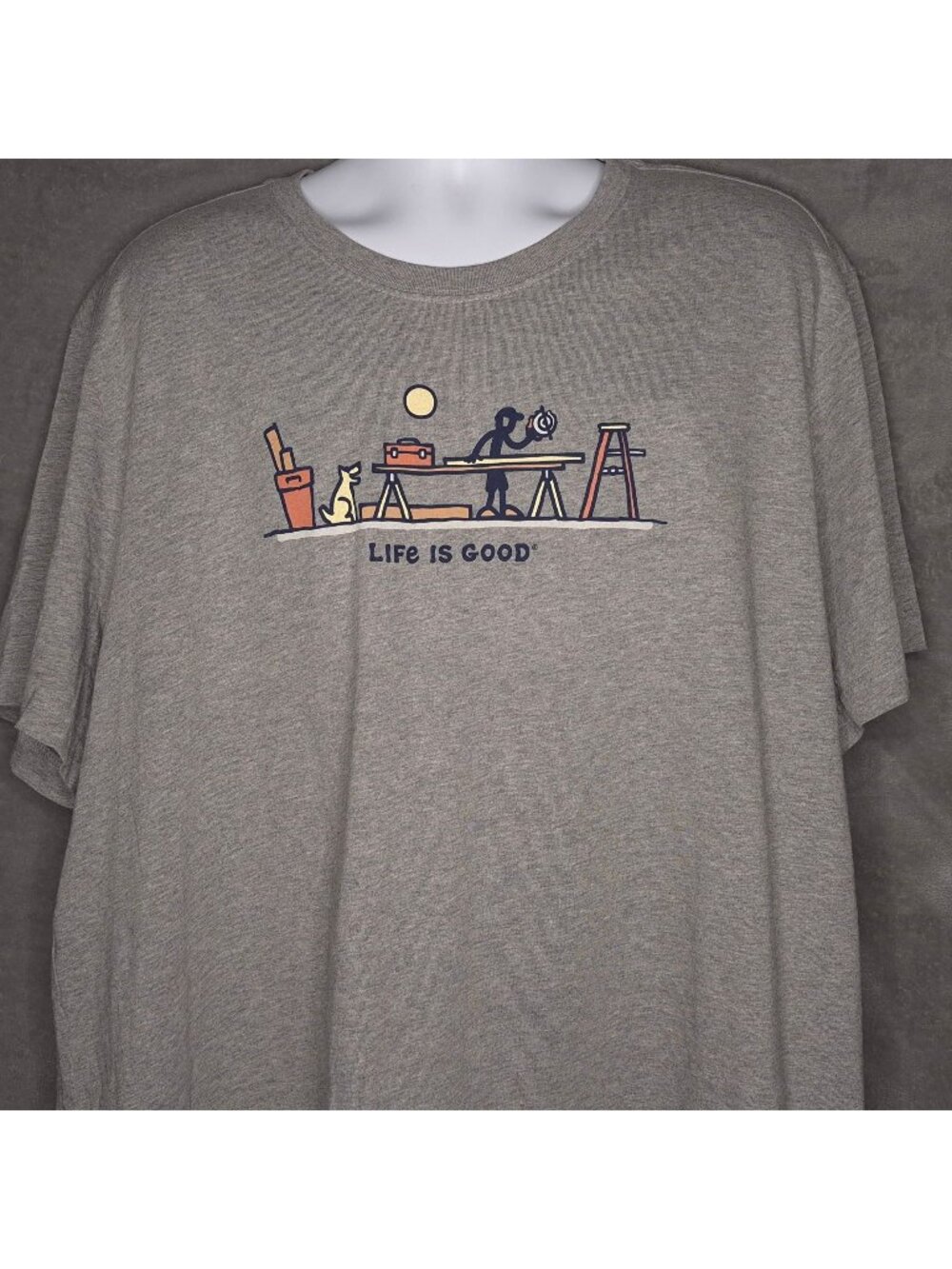 Life Is Good Mens Graphic T-Shirt XXXL Crusher Tee Gray Short Sleeve Crew New